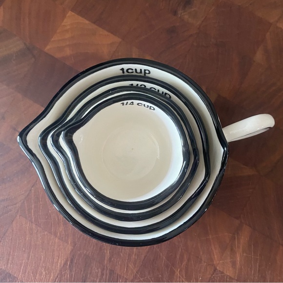 Four Ceramic Nesting Measuring Cups in Cream & Black - Picture 3 of 8